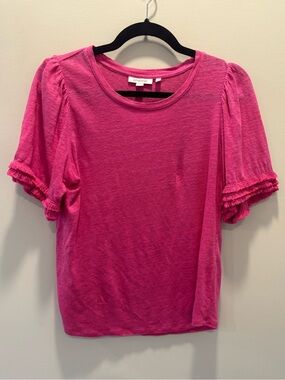 Chico’s 100% Linen Fringe Sleeve Top Size 0